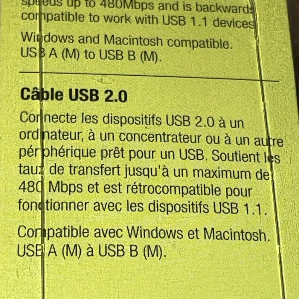 NIP Staples Brand USB 2.0 Cable 6 Ft USB A To USB B Windows/Mac Up To 480 Mbps